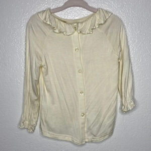 Chelsea & Violet Cream Long Sleeve Blouse with Ruffle Neckline  3T